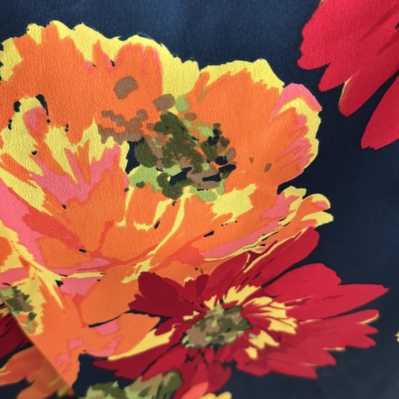 Ellen Tracy Multi Floral Red Yellow Orange Navy Sleeveless Maxi Dress Size 6 - Picture 6 of 10